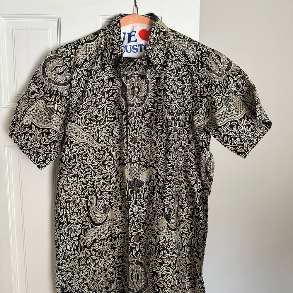 Bali Black and Cream Leaf Pattern Shirt